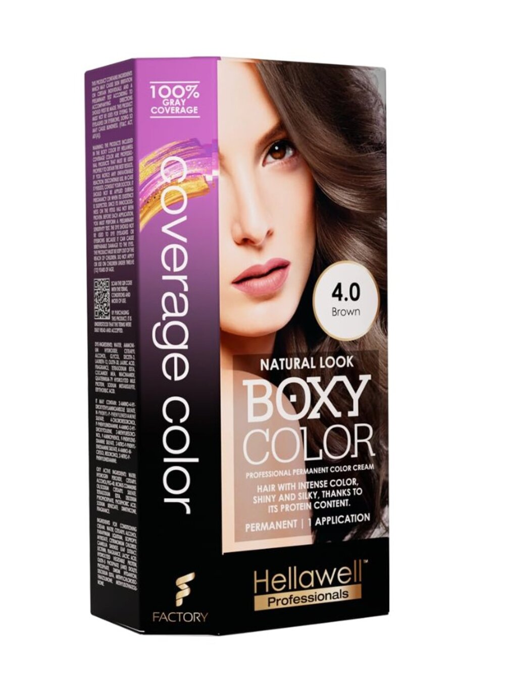 Boxy Color Professional Permanent Color Cream 100% Gray Coverage Brown